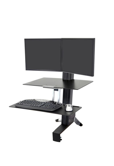 WorkFit-S Dual Monitor Sit-Stand Workstation with Worksurface+