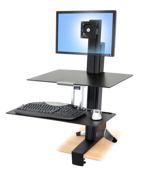 WorkFit-S Single Monitor Sit-Stand Workstation with Worksurface+